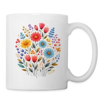Vintage Blumen-Frauen-Wildblumen-Gartengarten - Tasse - Weiß - Rechts