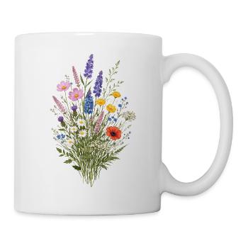 Vintage Blumen-Frauen-Wildblumen-Gartengarten - Tasse - Weiß - Rechts