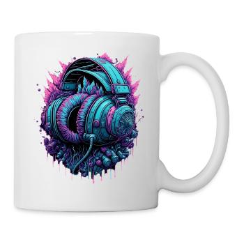 Cyberpunk Kopfhörer  DJ - Tasse - Weiß - Rechts