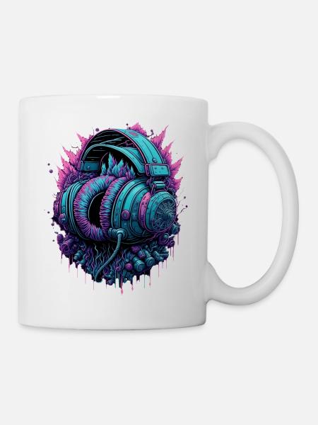 Cyberpunk Kopfhörer DJ - Tasse - Weiß