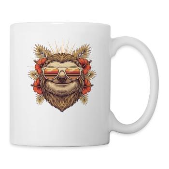Sun sloth with hibiscus glasses - Mug - white - Right