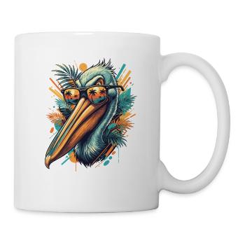 Tropical pelican with sunglasses - Mug - white - Right