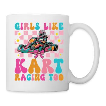 Les filles aiment aussi les courses de karting - Mug blanc - blanc - Droite