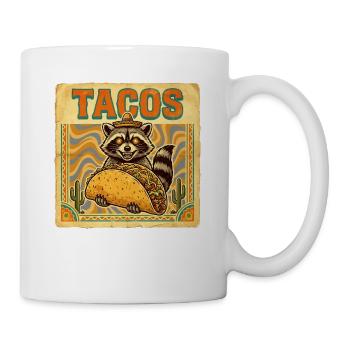 Tacos Waschbär Sombrero Mexikanisches Streetfood - Tasse - Weiß - Rechts