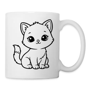 Cute Baby Cat – Black & White Kitten - Mug - white - Right