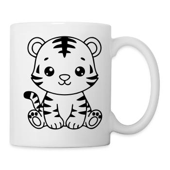 Cute Baby Tiger – Black & White Cub - Mug - white - Right
