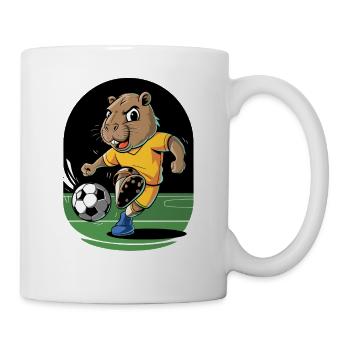  Lustiges Fußball Nagetier Maskottchen Tierischer - Tasse - Weiß - Rechts