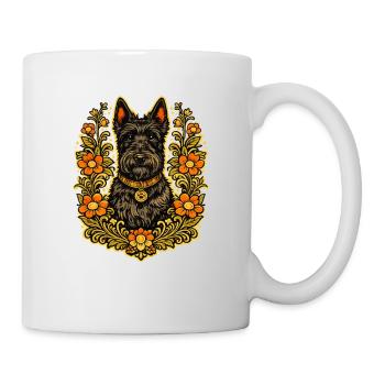 Floral Frame Scottish Terrier - Mug - white - Right