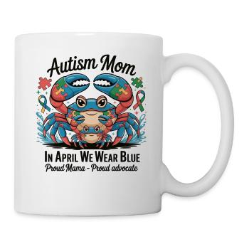 T-shirt Maman Autiste – En avril, nous portons du bleu - Mug blanc - blanc - Droite