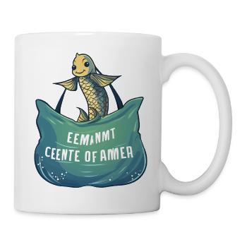 Fröhlicher Meeresfisch mit Wellenbanner - Tasse - Weiß - Rechts