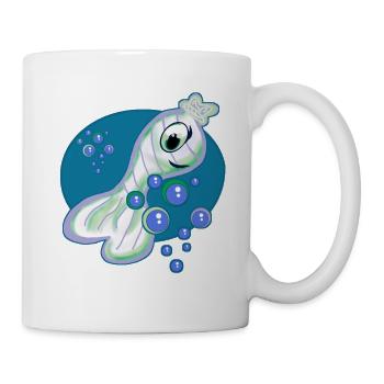 Cartoonish creature children fish - Mug - white - Right