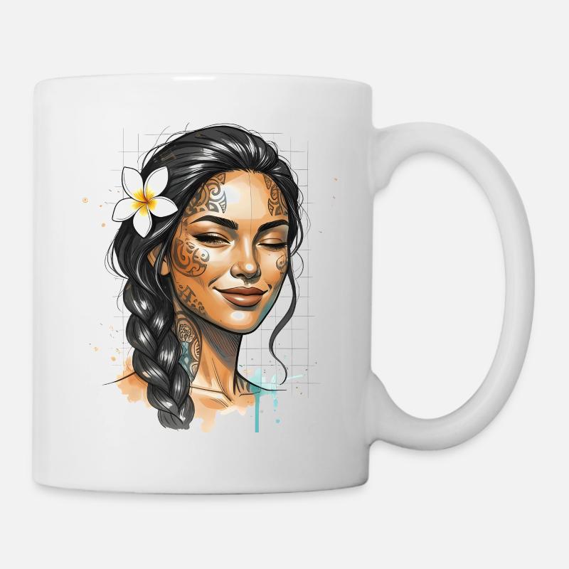 Portrait tatoué plumeria - Mug blanc - blanc