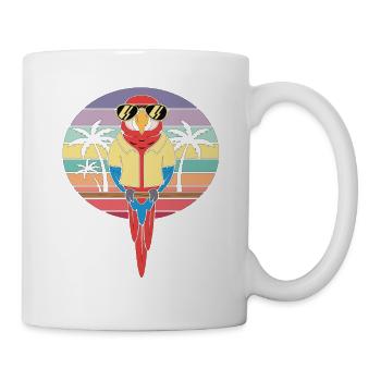 Palmiers d’été rétro Cool Parrot - Mug blanc - blanc - Droite