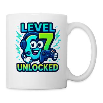 Level 67 Unlocked Six Seven Italian Brainrot Gamer - Mug - white - Right