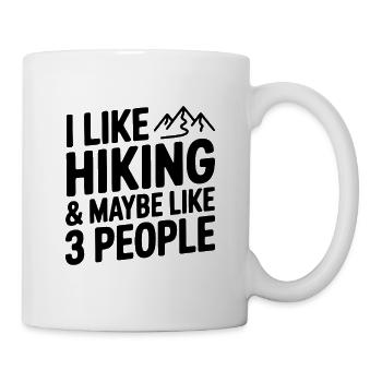 Ich mag Wandern und vielleicht drei Leute - Tasse - Weiß - Rechts