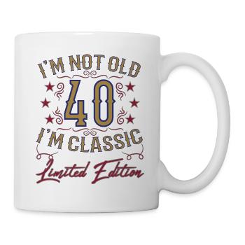 40. Geburtstag Vintage lustiger Spruch - Tasse - Weiß - Rechts