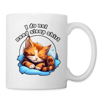 Schlaflose Katze auf Wolken Schlaf Shirt - Tasse - Weiß - Rechts