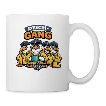 Deich-Gang Möwen Crew mit starkem Küstenhumor - Tasse - Weiß - Rechts