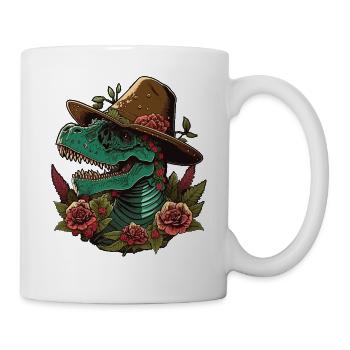 Dinosaur Sugar Skull Floral Rex with Wide Hat - Mug - white - Right