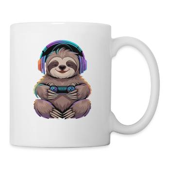  Faultier Gamer Mit Controller Und Bunter - Tasse - Weiß - Rechts