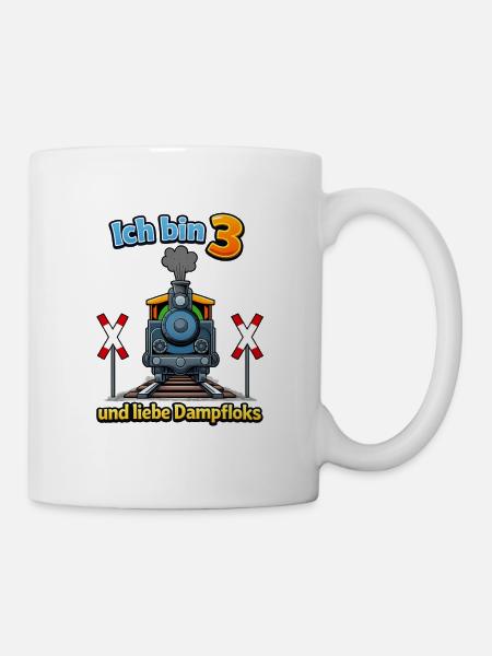 Ich bin 3 und liebe Dampfloks - Tasse - Weiß
