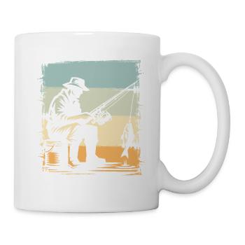 Fishermen on the seashore in retro style - Mug - white - Right