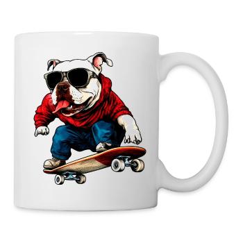 Skateboard Hund - Tasse - Weiß - Rechts
