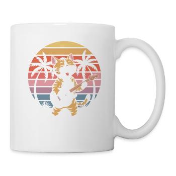 Strandkatze mit Gitarre im Retro Sunset - Tasse - Weiß - Rechts