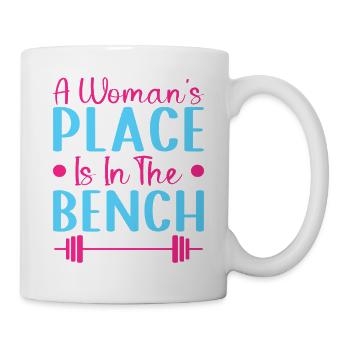 Bench Fitness Motivation Bodybuilder Woman’s Place - Mug blanc - blanc - Droite