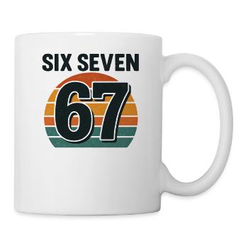 Six Seven 67 Italian Brainrot Retro Sunset Meme - Tasse - Weiß - Rechts