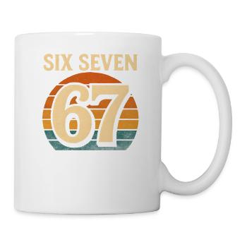 Six Seven 67 Italian Brainrot Retro Sunset Meme - Mug - white - Right