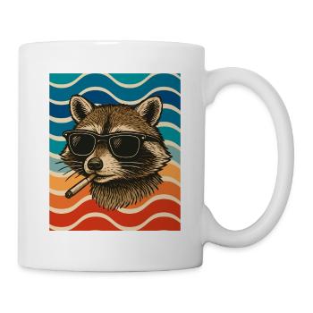 Raccoon with sunglasses Surfwelten - Mug - white - Right