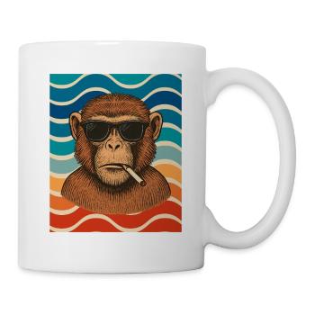 Wellen-Chimp mit Sonnenbrille - Tasse - Weiß - Rechts