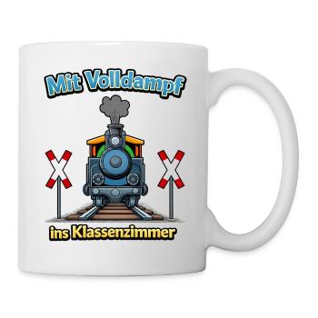 Dampflok ins Klassenzimmer zur Einschulung  - Tasse - Weiß - Rechts