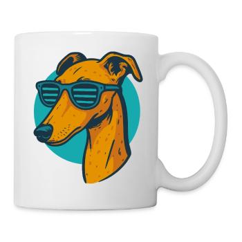 Windhund, Galgo Sonnenbrille Pop-Art - Tasse - Weiß - Rechts