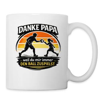 Danke Papa weil du mir immer den Ball zuspielst - Tasse - Weiß - Rechts