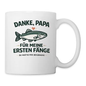 Danke Papa für meine ersten Fänge Angeln - Tasse - Weiß - Rechts