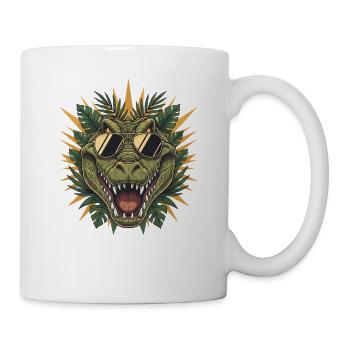 Tropen-Krokodil mit Sonnenbrille - Tasse - Weiß - Rechts