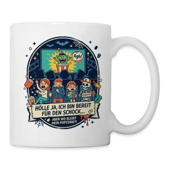 Horror Kino Schock Popcorn Humor - Tasse - Weiß - Rechts