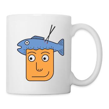 Prise du jour : illustration du chapeau de poisson décalé - Mug blanc - blanc - Droite