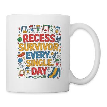 Elementary Teacher Recess Survivor Teaching Career - Mug - white - Right