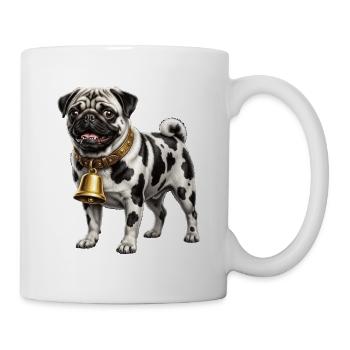 Lustiger gemischter Hund-Kuh-Mops - Tasse - Weiß - Rechts