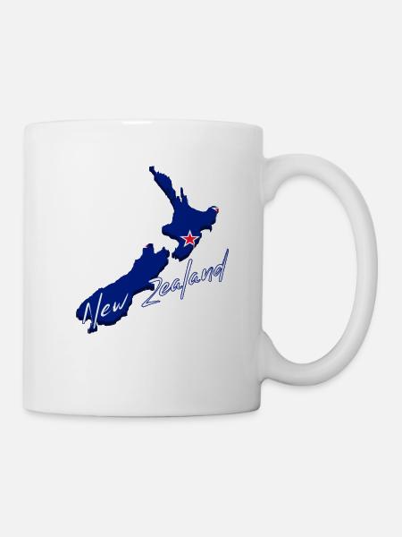 Karte mit der Flagge Neuseelands - Tasse - Weiß