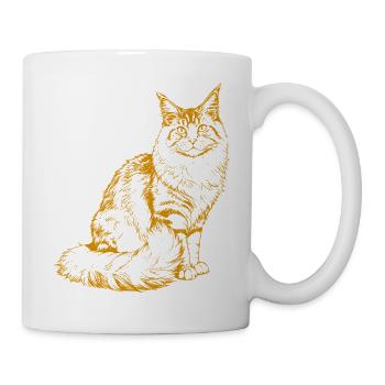 Majestic MaineCoon Minimalist Ginger color Drawing - Tasse - Weiß - Rechts