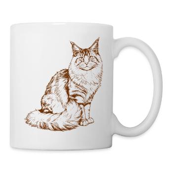 Majestic MaineCoon Minimalist Brown color Drawing - Tasse - Weiß - Rechts