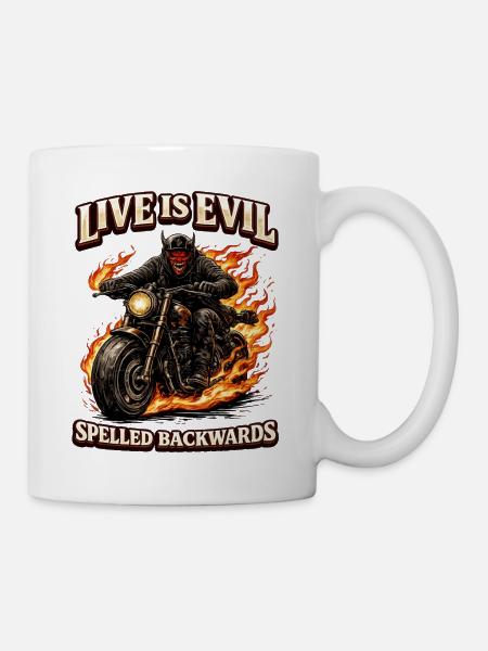 Live Is Evil Spelled Backwards - Tasse - Weiß