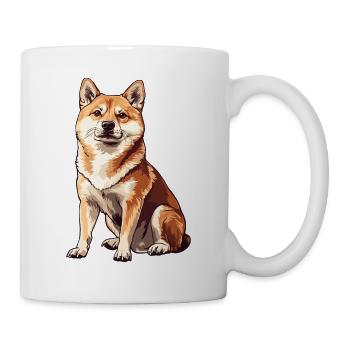 Shiba Inu Zeichnung - Tasse - Weiß - Rechts
