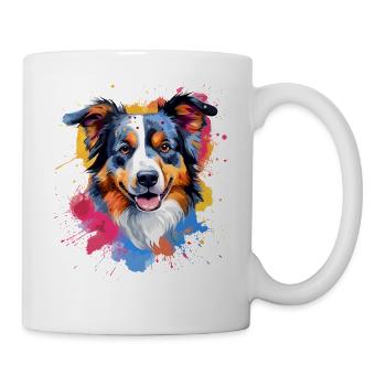 Art éclaboussuré de chien berger australien coloré - Mug blanc - blanc - Droite
