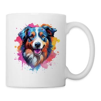 Colorful Splash Art Australian Shepherd Dog - Mug - white - Right