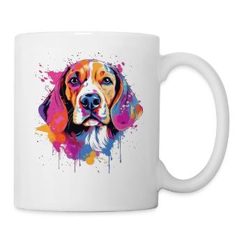 Farbenfrohe Splash-Art-Beagle-Hund - Tasse - Weiß - Rechts